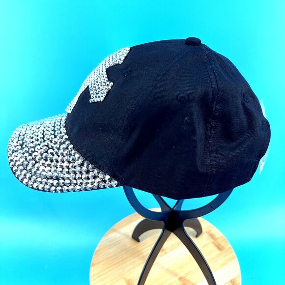 BLACK RHINESTONE CROSS FASHION BASEBALL CAP - Picture 4 of 10